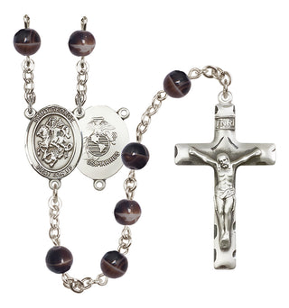 Silver-Plated 7mm Saint George / Marines Rosary