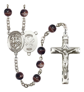 Saint George and Nat'l Guard Rosary with Brown Beads
