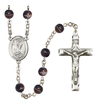 Silver Plated 7mm Brown Saint Helen Rosary