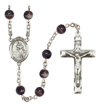 Silver-Plated 7mm Saint Joan of Arc  Engraved Catholic Rosaries