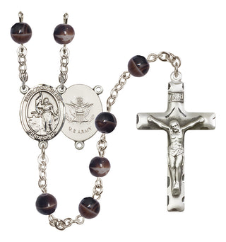 Silver-Plated 7mm Saint Joan of Arc / Army Rosary