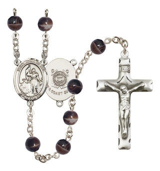 Silver-Plated 7mm Saint Joan of Arc /Coast Guard Rosary