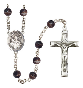Silver Plated 7mm Brown San Jose Rosary