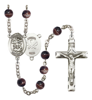 Saint Michael and Nat'l Guard Rosary with Brown Beads