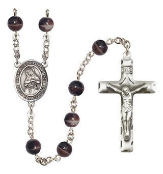 Silver Plated 7mm Brown Virgen de la Divina Providencia Rosary