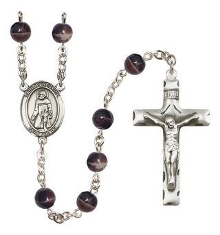 Silver-Plated 7mm Saint Peregrine Laziosi  Engraved Catholic Rosaries