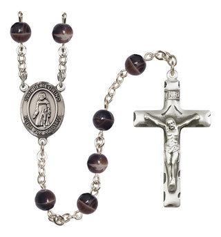 Silver-Plated 7mm San Peregrino  Engraved Catholic Rosaries
