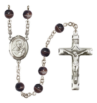 Silver-Plated 7mm Saint Robert Bellarmine  Engraved Catholic Rosaries