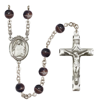 Silver Plated 7mm Brown Saint Edith Stein Rosary