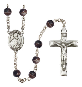 Silver Plated 7mm Brown Saint Thomas the Apostle Rosary