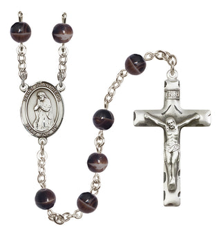 Silver Plated 7mm Brown Saint Juan Diego Rosary