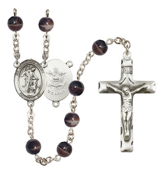 Silver-Plated 7mm Guardian Angel / Army Rosary