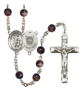 Guardian Angel and Coast Guard Rosary with Brown Beads