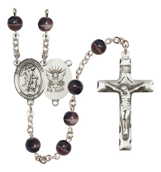 Silver-Plated 7mm Guardian Angel / Navy Rosary