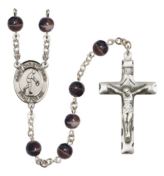 Silver-Plated 7mm Saint Christopher/Basketball Rosary