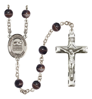 Silver-Plated 7mm Saint Christopher/Swimming Rosary
