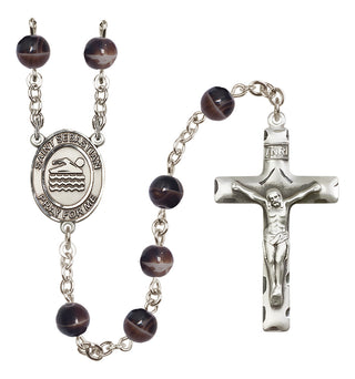 Silver-Plated 7mm Saint Sebastian/Swimming Rosary