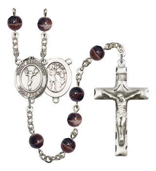 Saint Sebastian and Cheerleading Rosary with Brown Beads