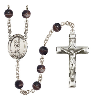 Silver-Plated 7mm Saint Sebastian/Lacrosse Rosary