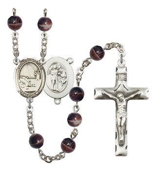 Saint Sebastian and Fishing Rosary with Brown Beads