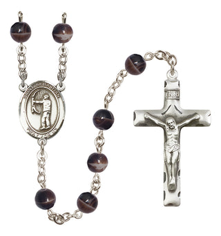 Silver-Plated 7mm Saint Sebastian / Archery Rosary