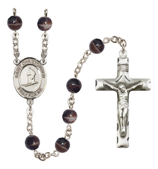 Silver-Plated 7mm Saint Christopher / Skiing Rosary