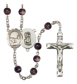 Saint Christopher and Fishing Rosary with Brown Beads