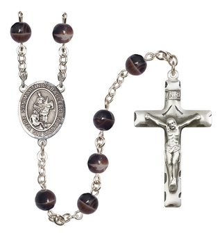 Silver Plated 7mm Brown San Martin Caballero Rosary