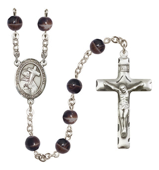 Silver-Plated 7mm Saint Bernard of Clairvaux  Engraved Catholic Rosaries