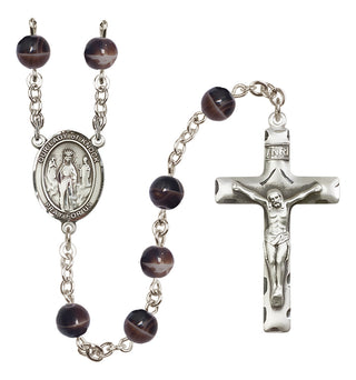 Silver Plated 7mm Brown Our Lady of Knock Rosary