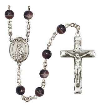 Silver Plated 7mm Brown Saint Alice Rosary