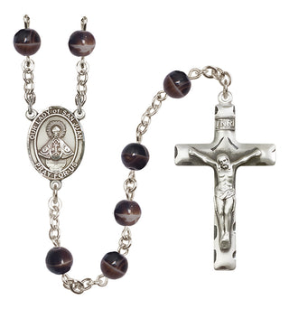 Silver Plated 7mm Brown Our Lady of San Juan Rosary