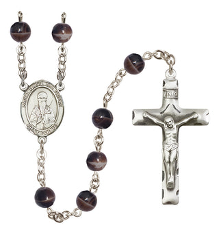 Silver Plated 7mm Brown Saint Basil the Great Rosary