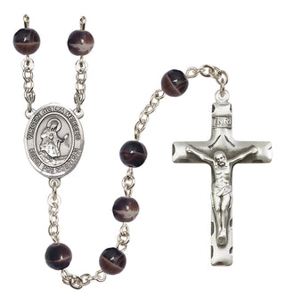 Silver Plated 7mm Brown Virgen de la Merced Rosary