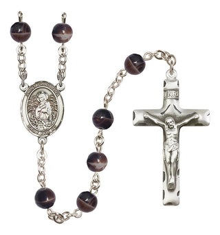 Silver Plated 7mm Brown Saint Christina the Astonishing Rosary