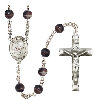 Silver Plated 7mm Brown Saint Gianna Beretta Molla Rosary