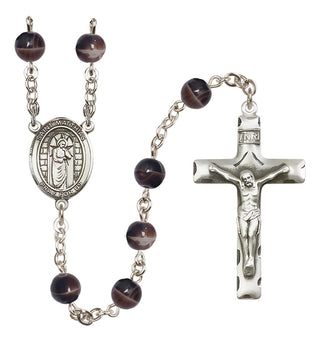 Silver-Plated 7mm Saint Matthias the Apostle  Engraved Catholic Rosaries