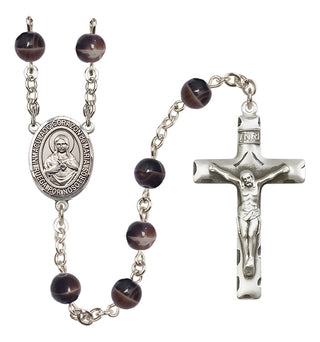 Silver-Plated 7mm Corazon Inmaculado de Maria  Engraved Catholic Rosaries