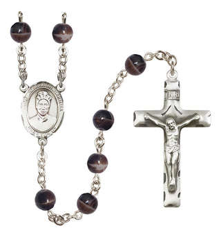 Silver Plated 7mm Brown Saint Josephine Bakhita Rosary