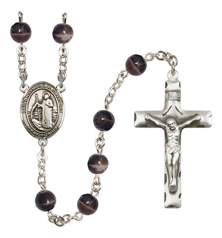 Silver Plated 7mm Brown Saint Raymond of Penafort Rosary