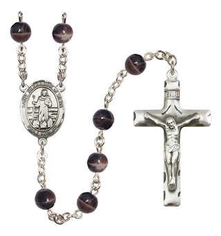 Silver Plated 7mm Brown Saint Bernadine of Sienna Rosary