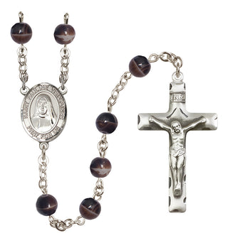 Silver Plated 7mm Brown Saint Pauline Visintainer Rosary