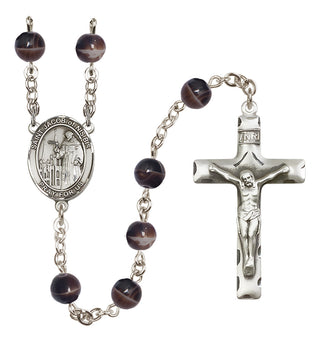 Silver Plated 7mm Brown Saint Jacob of Nisibis Rosary