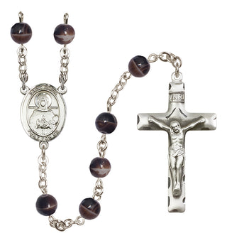 Silver Plated 7mm Brown Saint Daria Rosary