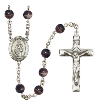 Silver Plated 7mm Brown Saint Eligius Rosary
