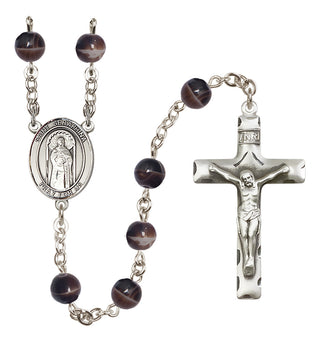 Silver-Plated 7mm Saint Seraphina  Engraved Catholic Rosaries