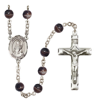 Silver Plated 7mm Brown Saint Lucy Rosary