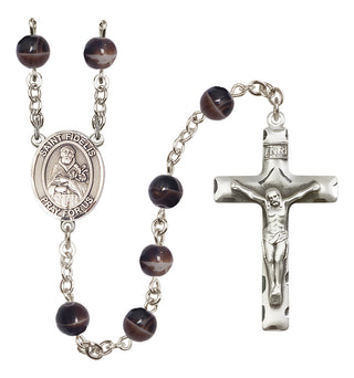 Silver Plated 7mm Brown Saint Fidelis Rosary