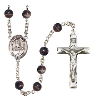 Silver-Plated 7mm Saint Fabian  Engraved Catholic Rosaries
