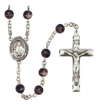 Silver Plated 7mm Brown Saint Maria Bertilla Boscardin Rosary
